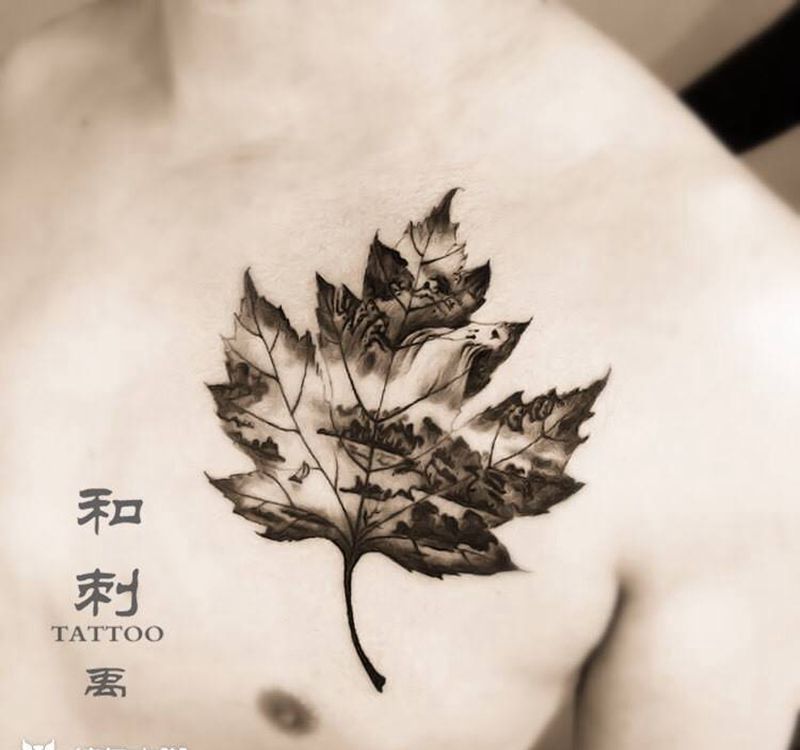 山水画纹身图片_