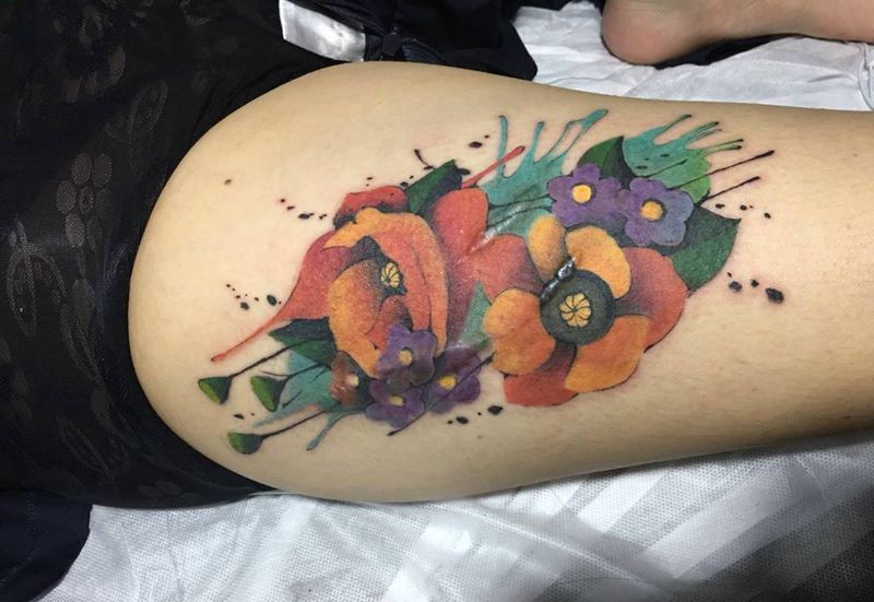 花。疤痕遮盖纹身图片_