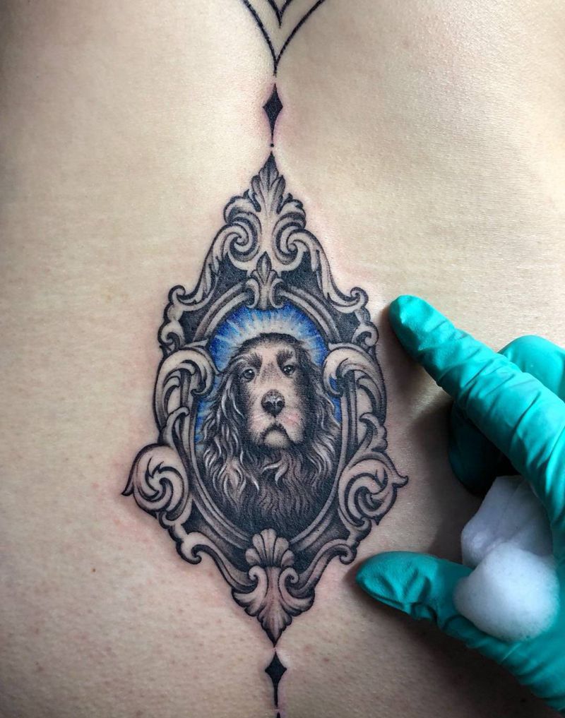 爱宠纹身图片_背部欧美写实纹身图案