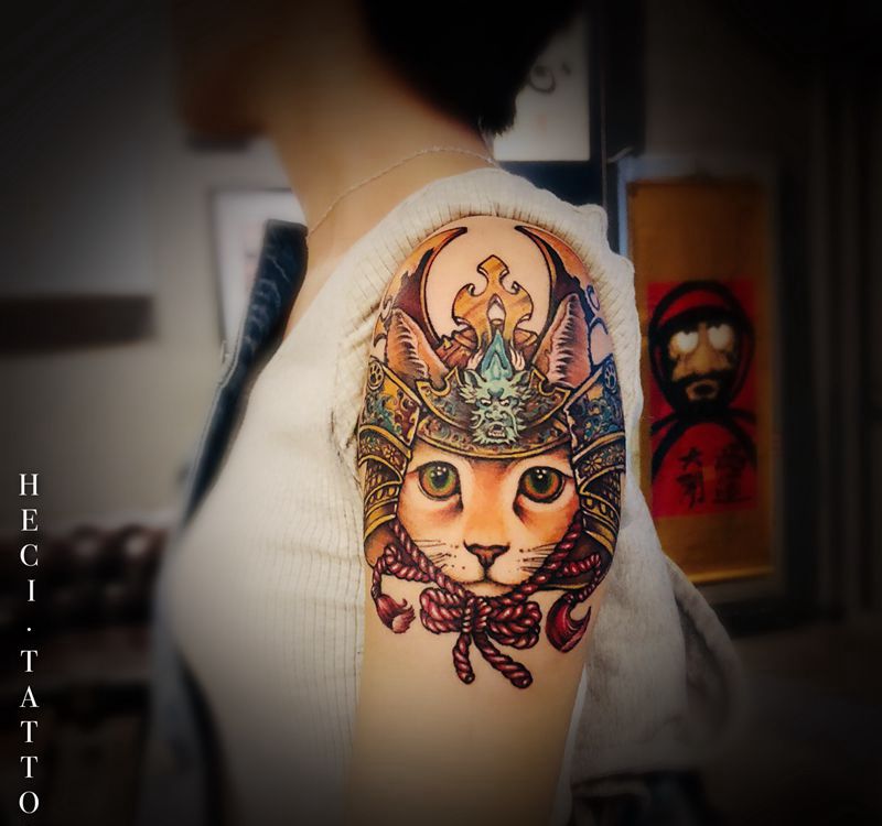 猫咪纹身图片_手臂纹身图案