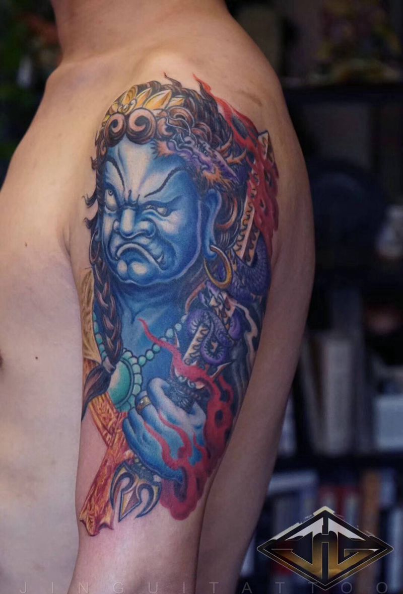 不动明王纹身图片_金鬼纹身图案