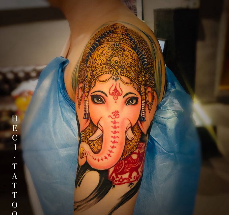 象神纹身图片_手臂纹身图案