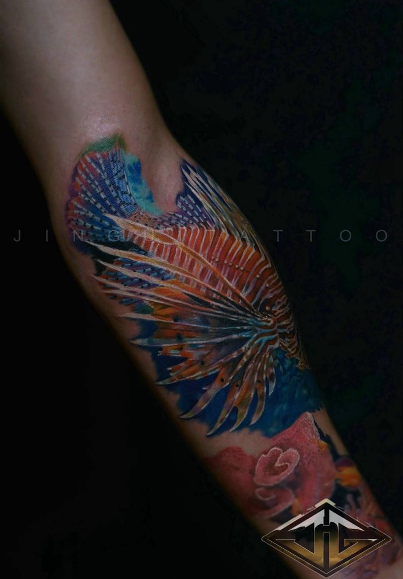 狮子鱼 完成 花臂待续 Tattoo by