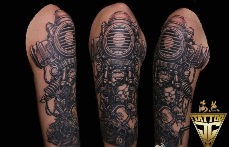 机械纹身图片_