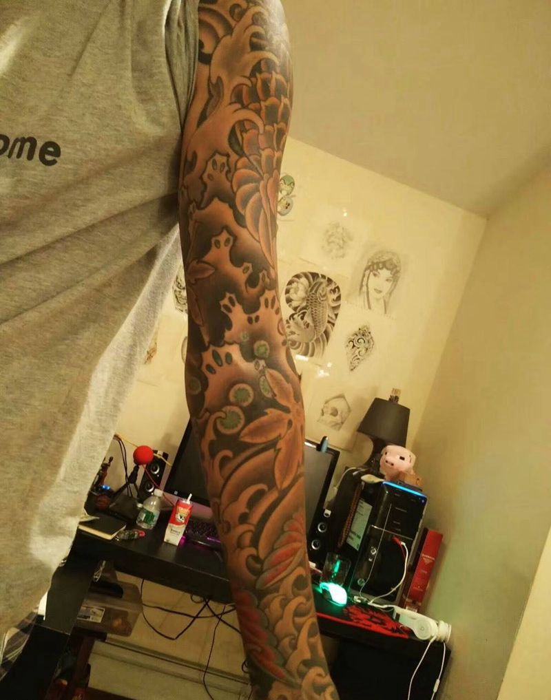 买家秀纹身图片_成品手臂传统动物纹身图案