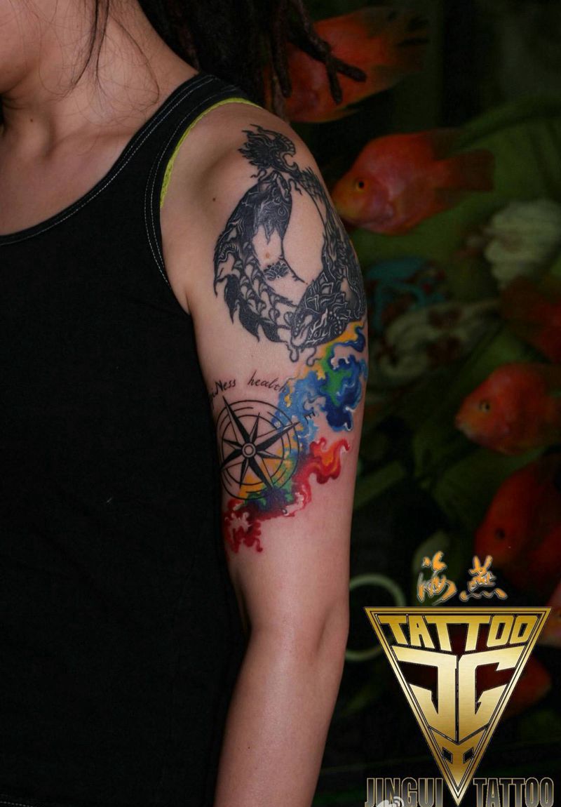 指南针纹身图片_