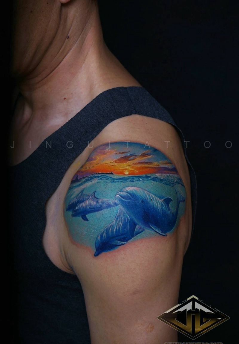 海豚纹身图片_