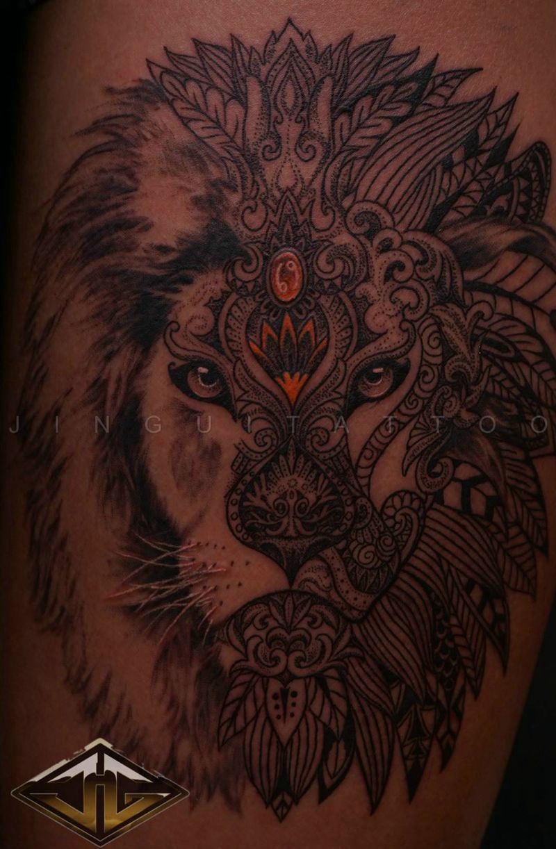 狮子纹身图片_