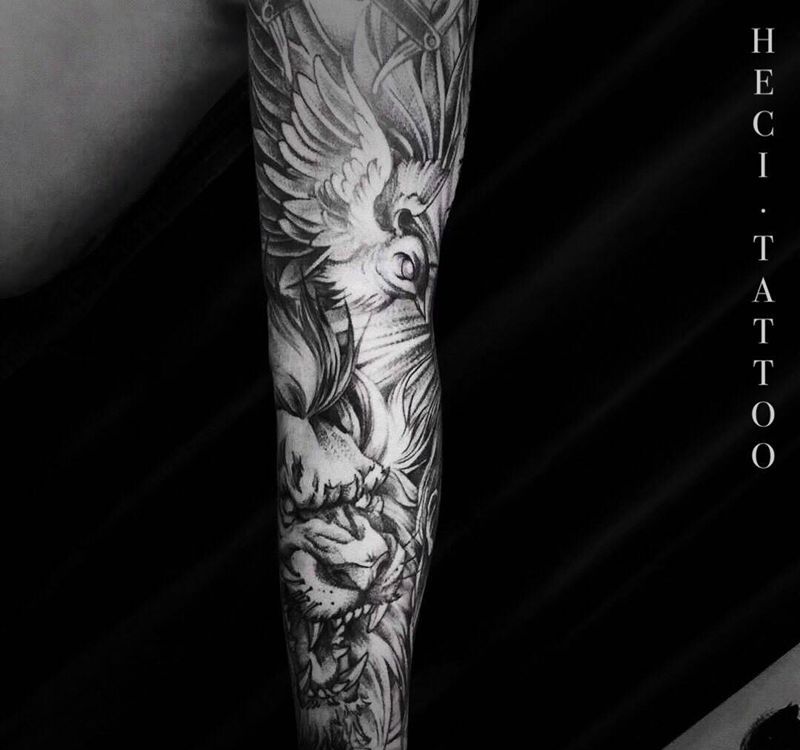 欧美纹身图片_成品手臂欧美纹身图案