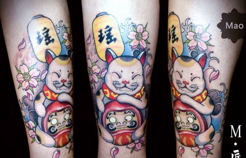 招财猫纹身图片_