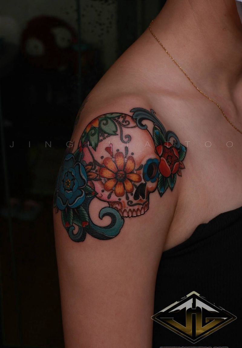 School骷髅纹身图片_