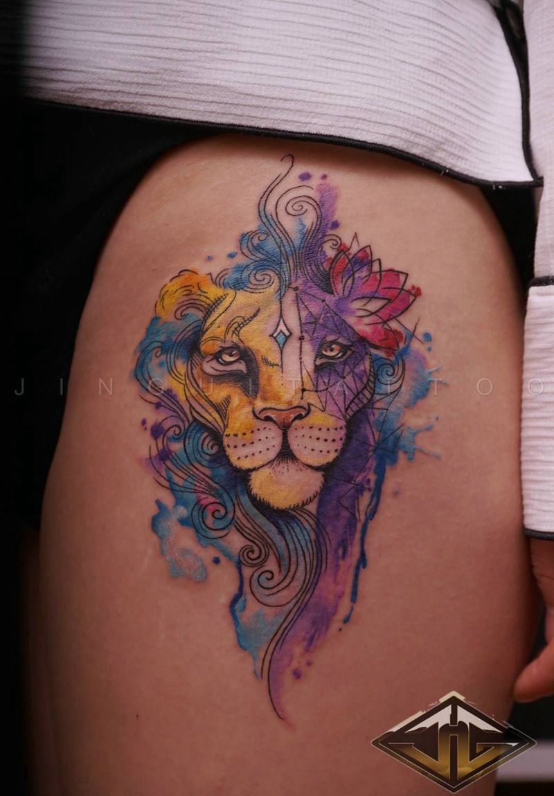 狮子纹身图片_