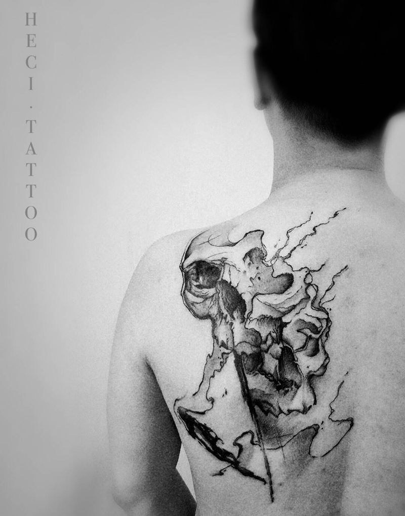 酷纹身图片_成品背部欧美清新纹身图案