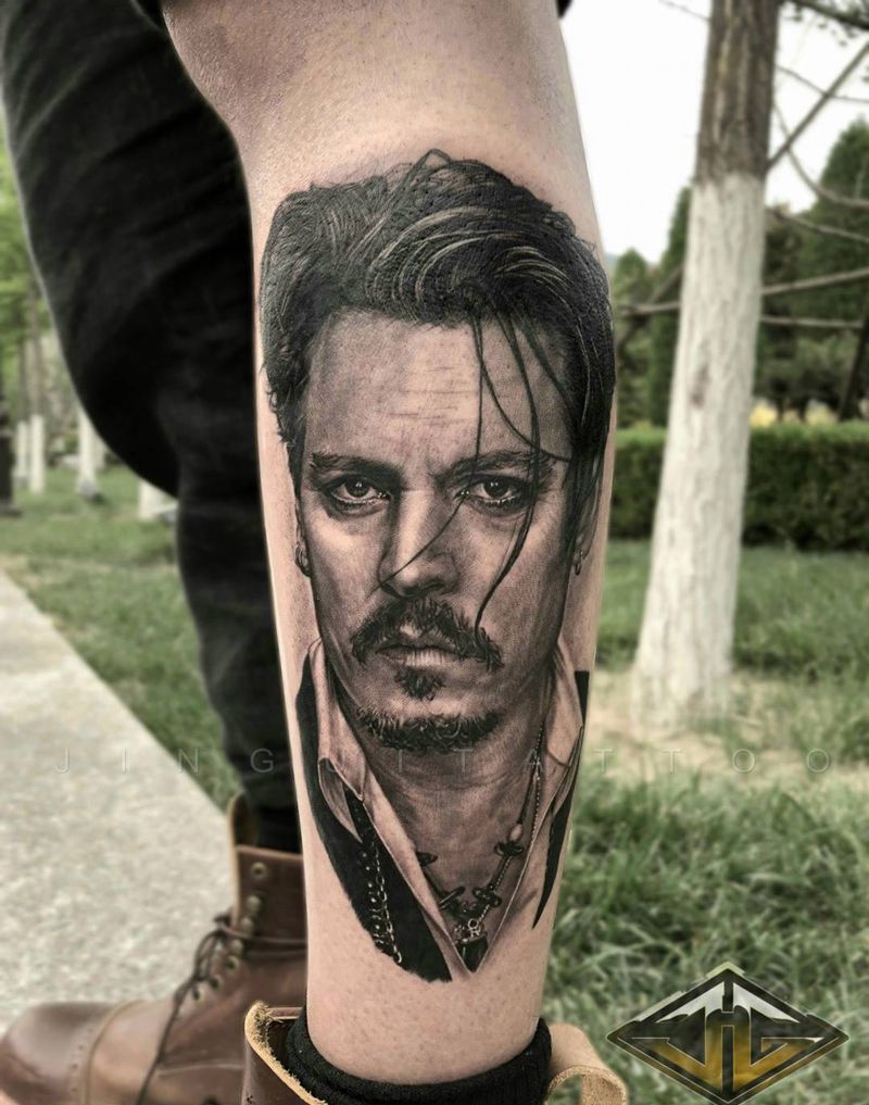 约翰尼德普纹身图片_