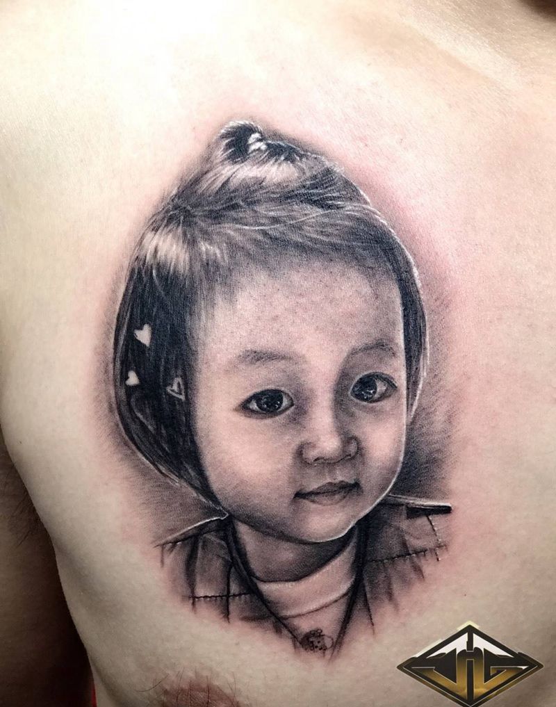 眼睛为你下着雨 心却为你撑着伞 父爱无疆纹身图片_