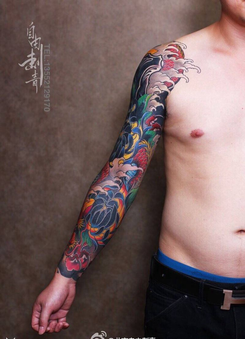 花臂龙纹身图片_手臂传统动物成品纹身图案