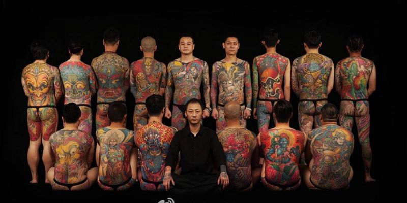 北京自由刺青纹身图片_成品背部传统人物宗教动物纹身图案