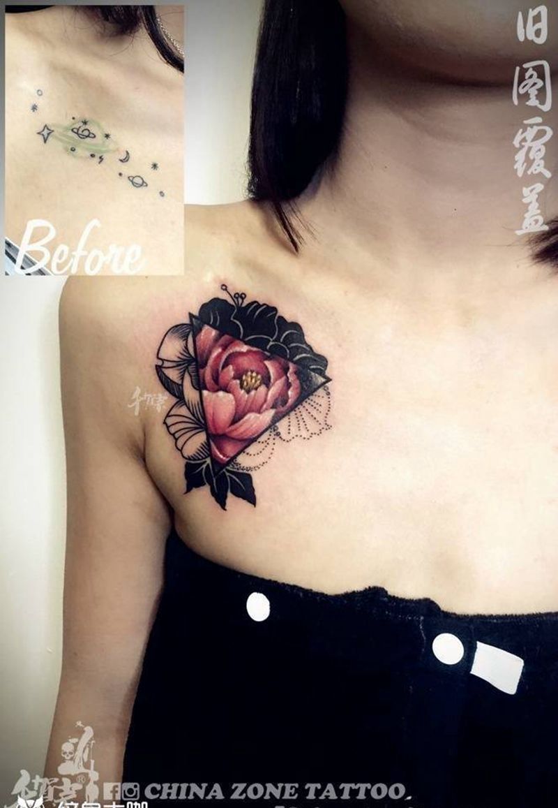 小作品若干纹身图片_手部传统写实几何植物情侣原创肩部背部手稿纹身图案