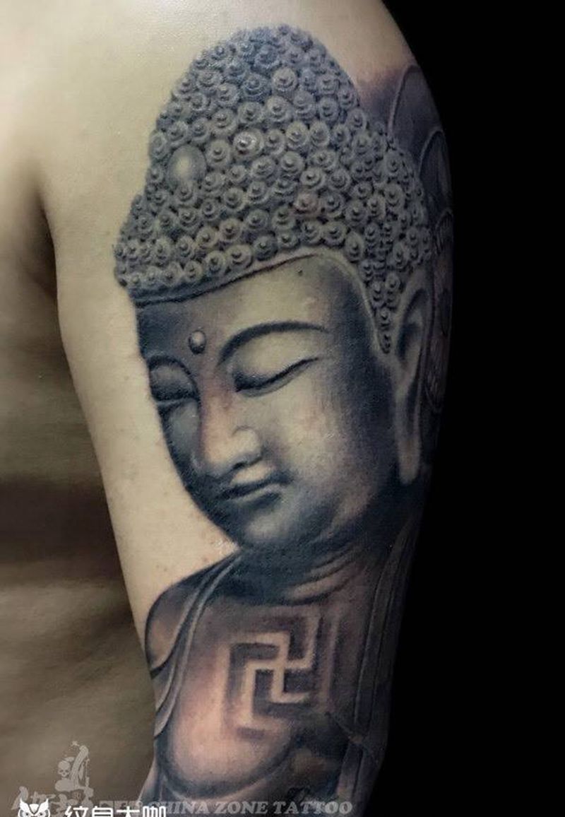 佛纹身图片_手臂新传统佛纹身图案