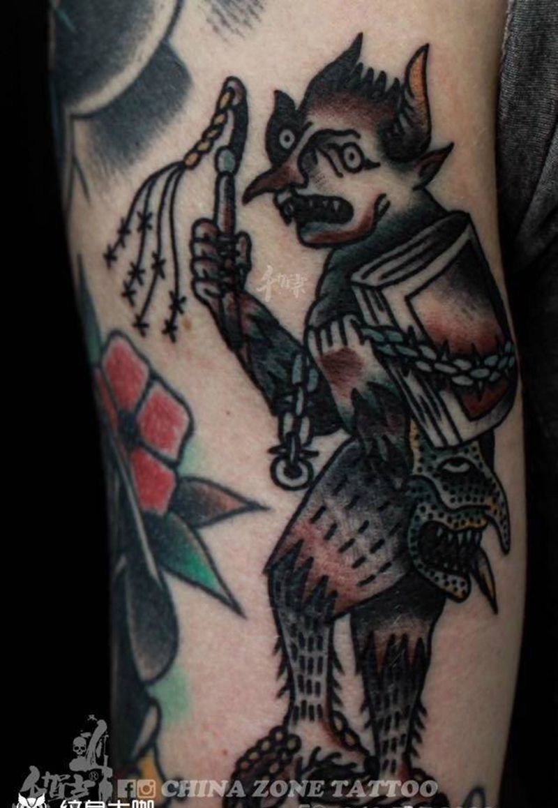 old school纹身图片_腹部腰部肩部成品习俗传统写实清新植物鬼神纹身图案