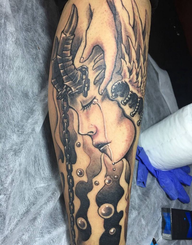 1纹身图片_腿部欧美写实纹身图案