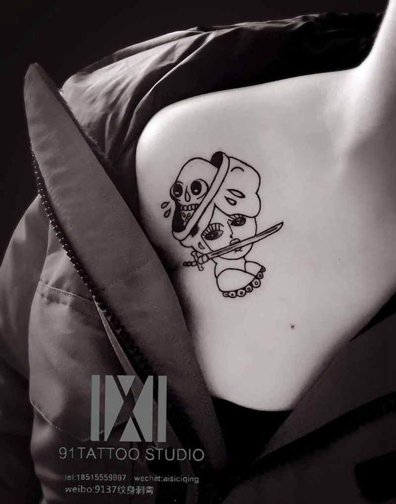 new school纹身图片_胸部New School纹身图案