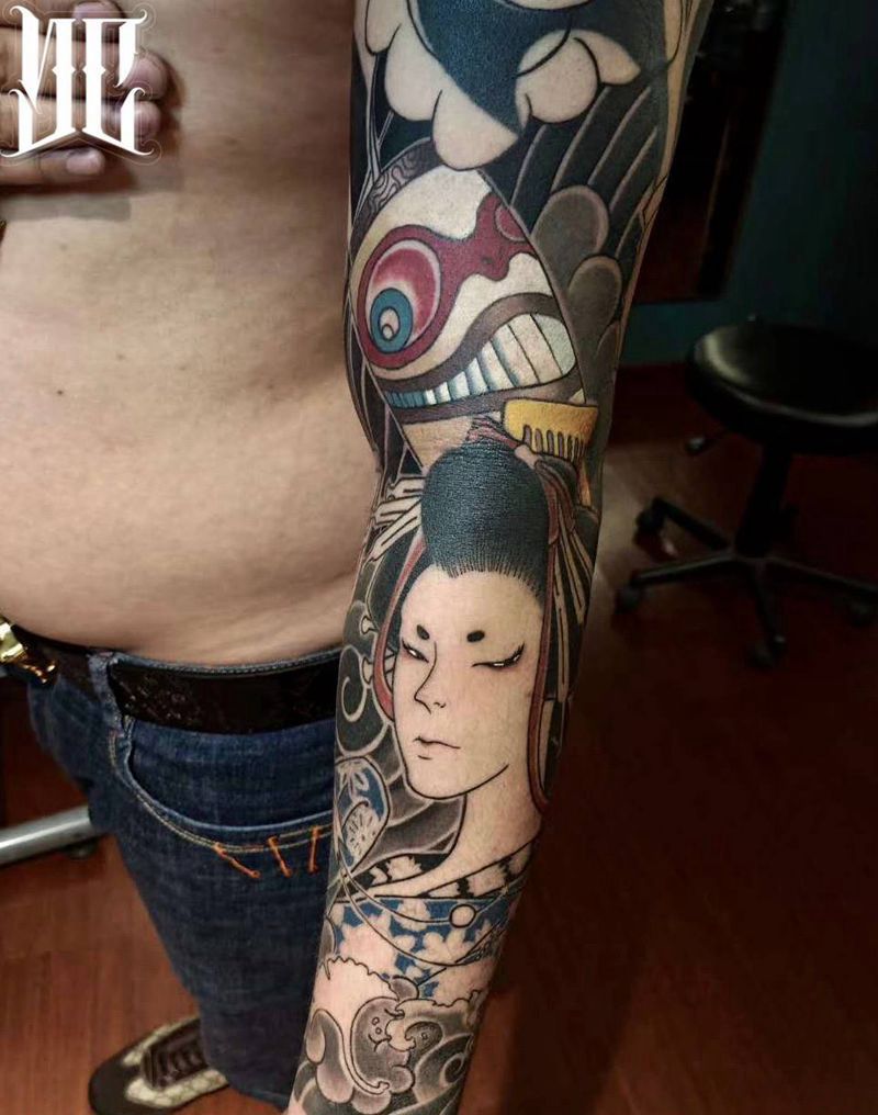 店内纹身师作品纹身图片_老传统新传统纹身图案
