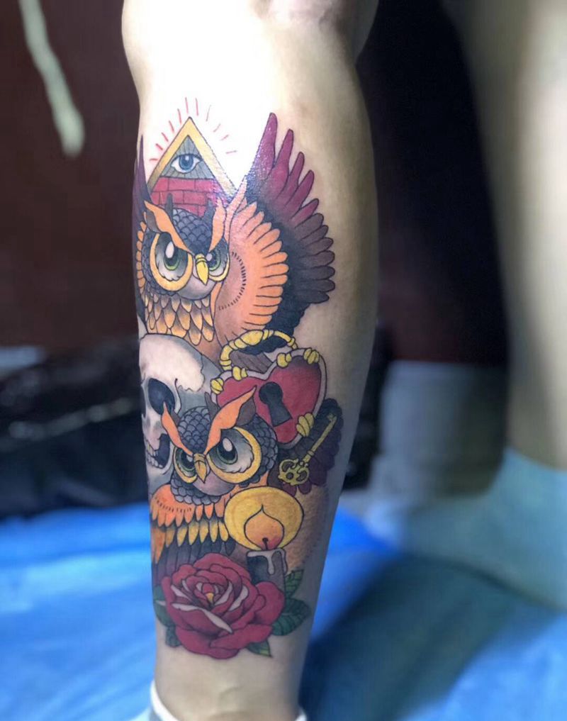 1纹身图片_腿部Old School纹身图案