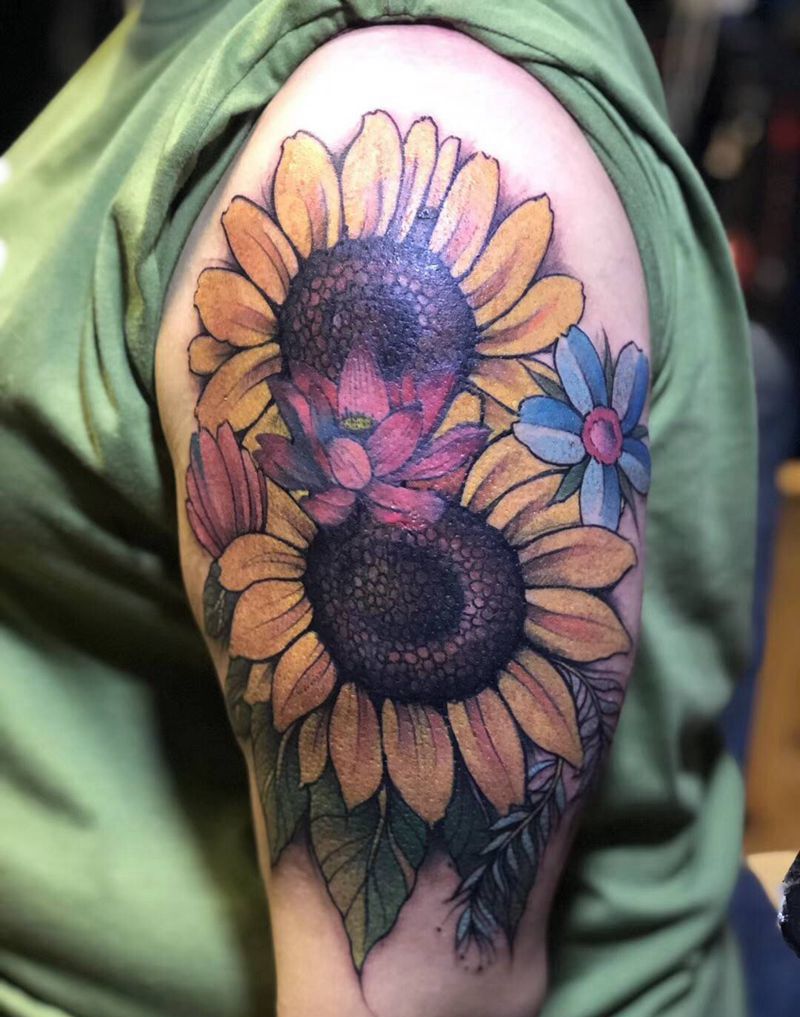 花纹身图片_手臂水彩纹身图案