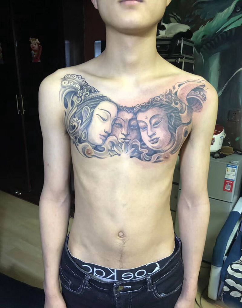 1纹身图片_胸部新传统纹身图案