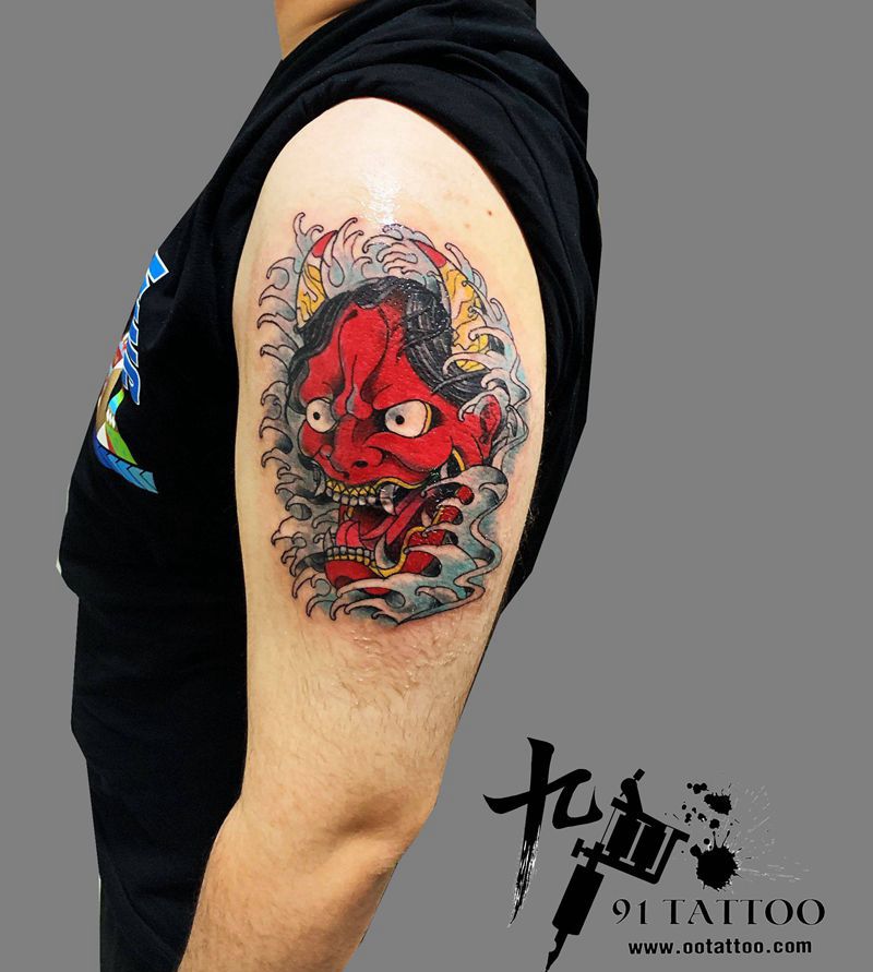 般若纹身图片_手臂老传统般若纹身图案