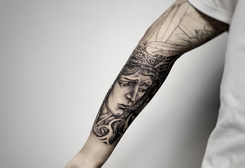 圣母纹身图片_手臂手部欧美写实欧美纹身修女纹身圣母纹身纹身图案