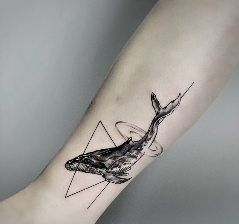 鲸纹身图片_脚部腿部欧美写实点刺鲸鱼纹身脚踝纹身欧美纹身纹身图案