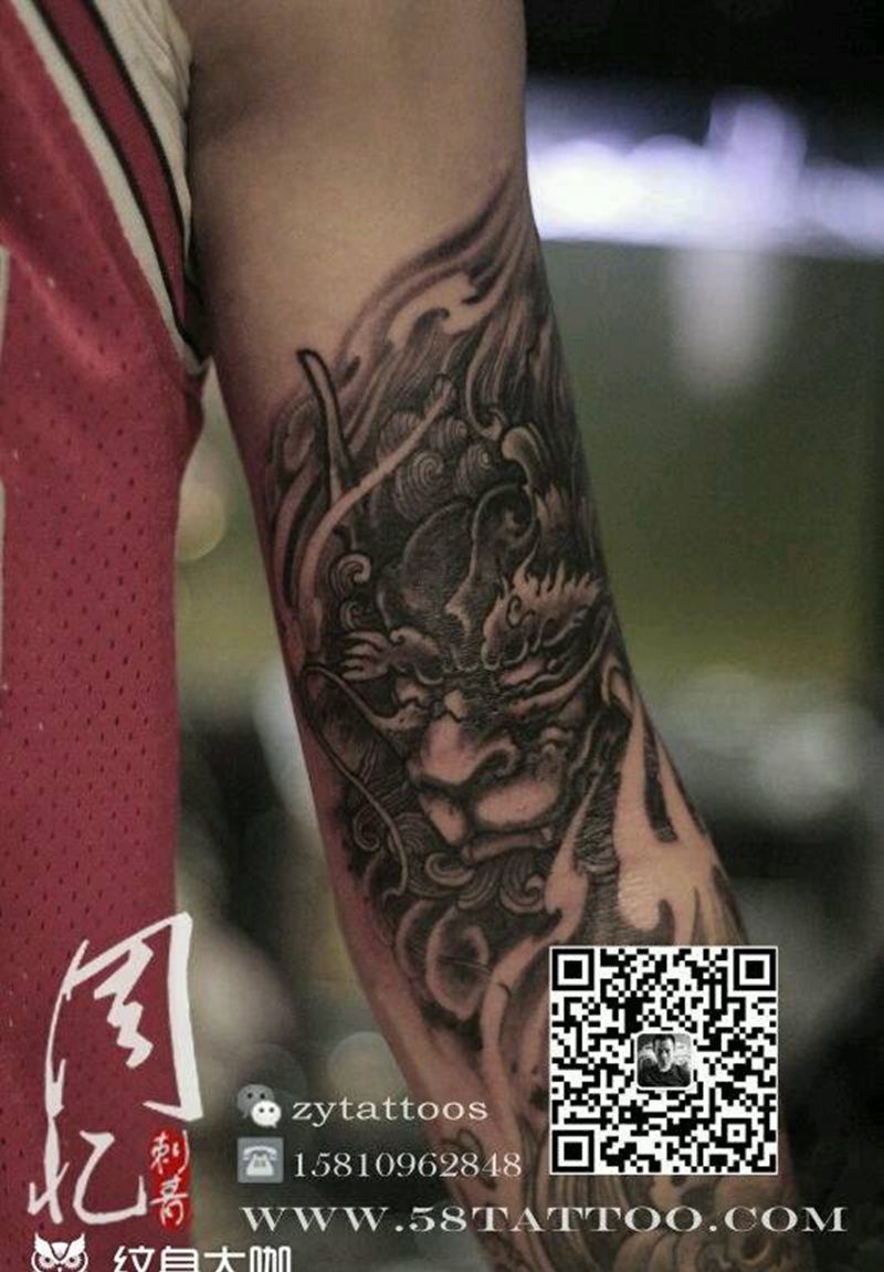 麒麟纹身图片_手臂传统动物周忆刺青成品纹身图案
