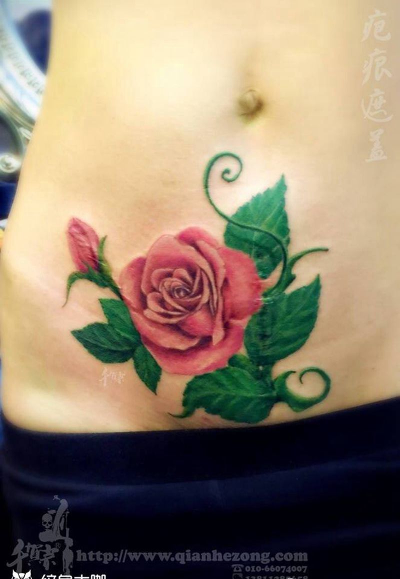 疤痕遮盖纹身图片_