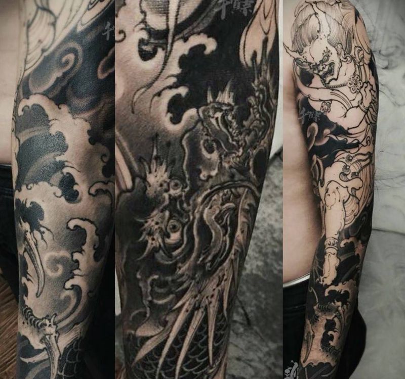 整臂待续纹身图片_成品传统人物原创手稿插画手臂纹身图案