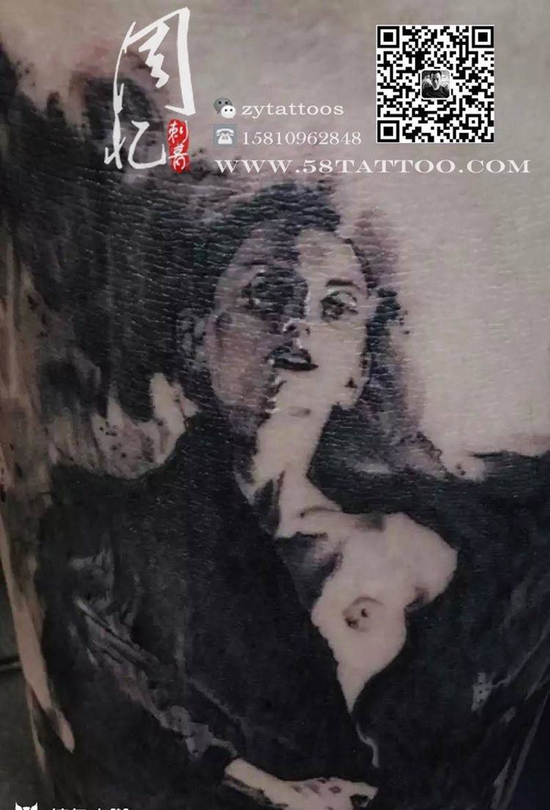 小臂抽象人物纹身图片_