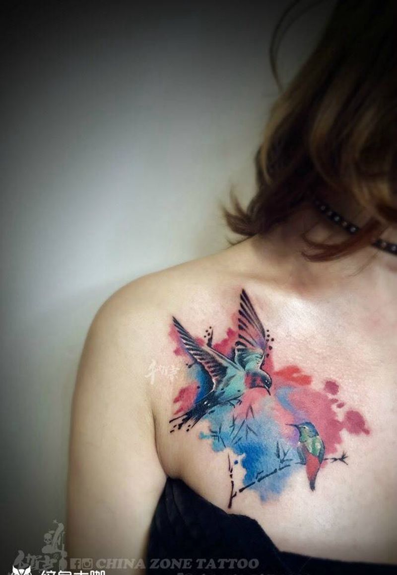 几个清新小作品纹身图片_成品手部肩部清新几何人物动物鬼神习俗手臂纹身图案