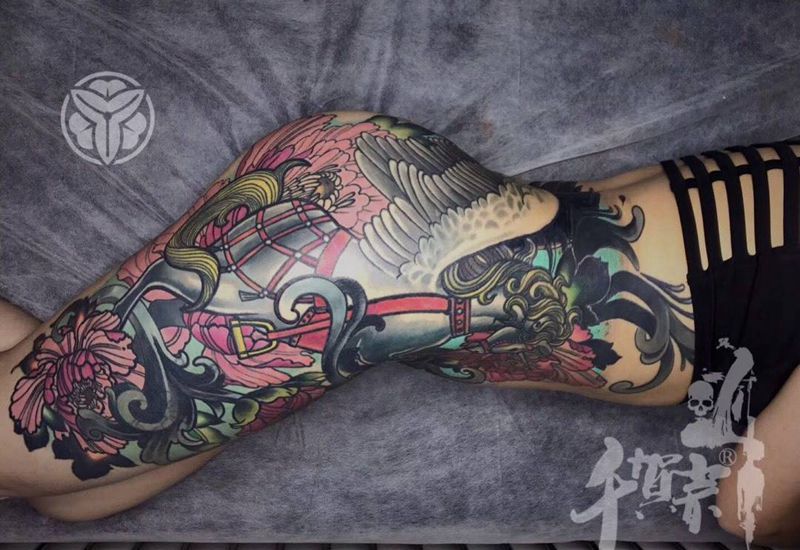 千贺宗曲睿作品纹身图片_传统欧美国画成品手稿插画背部腹部臀部腰部纹身图案