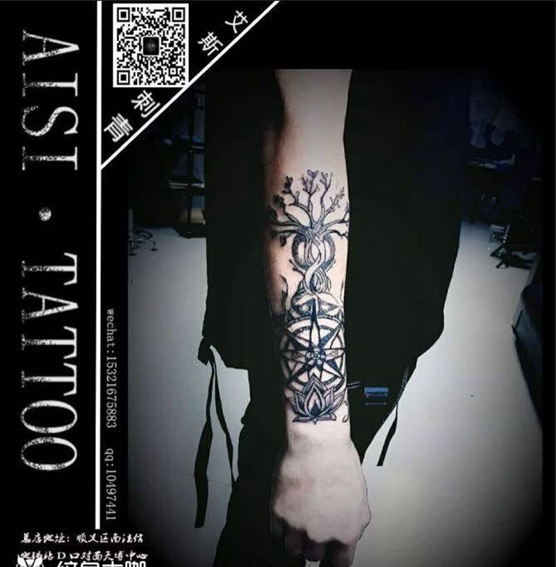 点刺纹身图片_手臂几何纹身图案