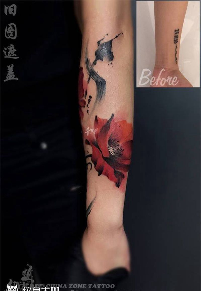 遮盖纹身图片_植物成品手臂欧美清新写实纹身图案