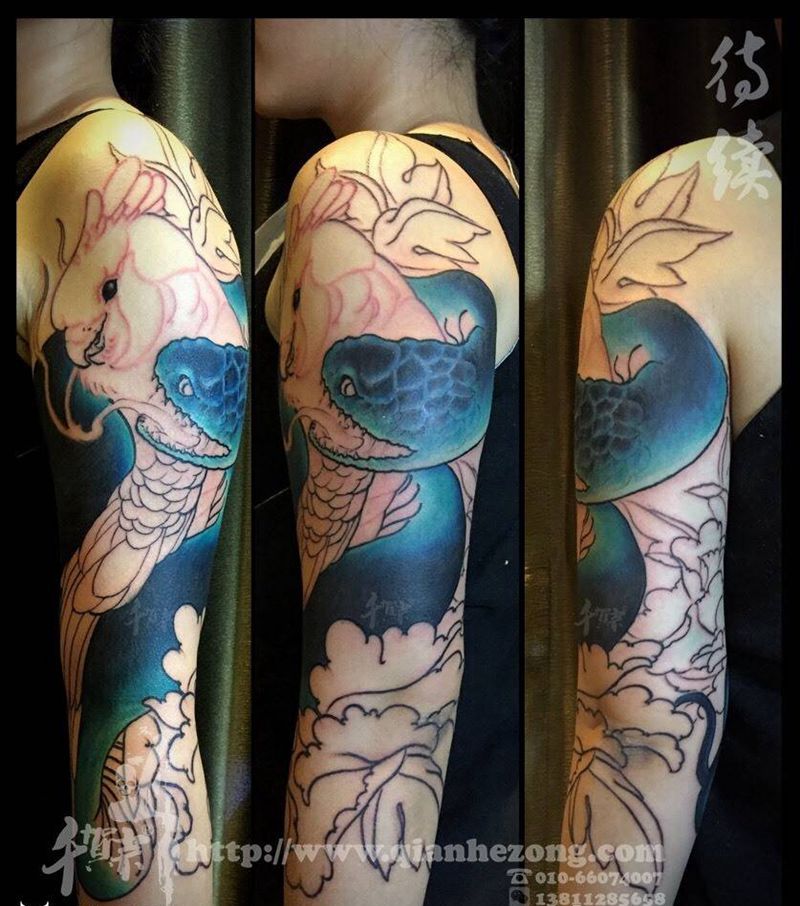 蛇 待续作品纹身图片_成品欧美动物原创插画手稿纹身图案