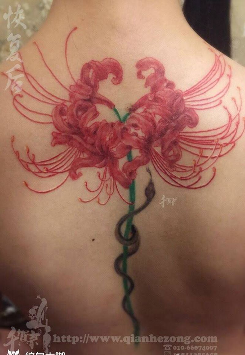 恢复后的彼岸花纹身图片_