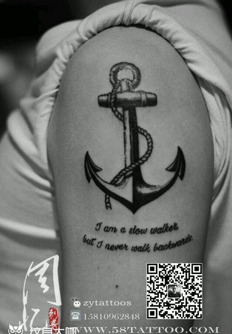 船锚纹身图片_手臂清新字符静物周忆刺青成品纹身图案