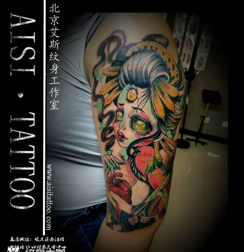 大臂欧美纹身图片_成品手臂欧美人物纹身图案