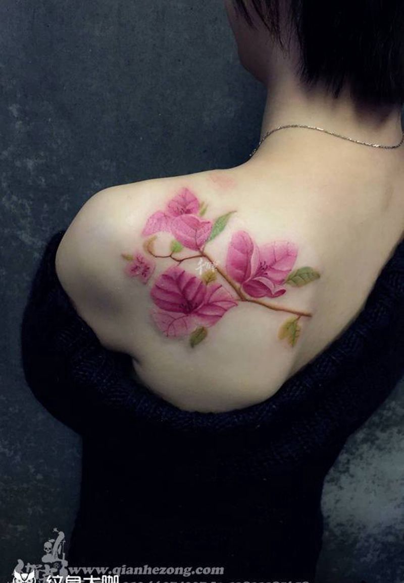 慧子作品纹身图片_肩部成品传统清新原创纹身图案