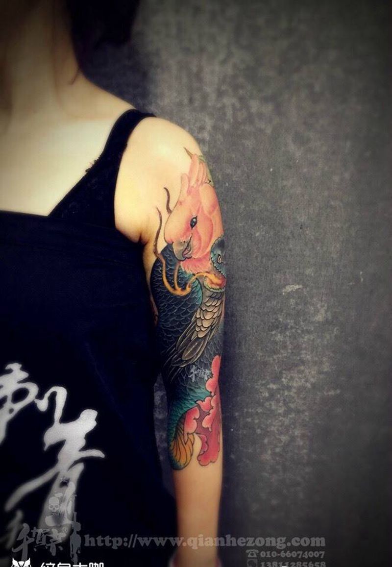 七分袖纹身图片_