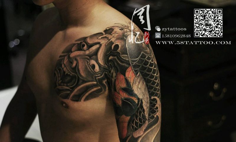 遮盖纹身图片_胸部手臂传统动物人物周忆刺青成品纹身图案