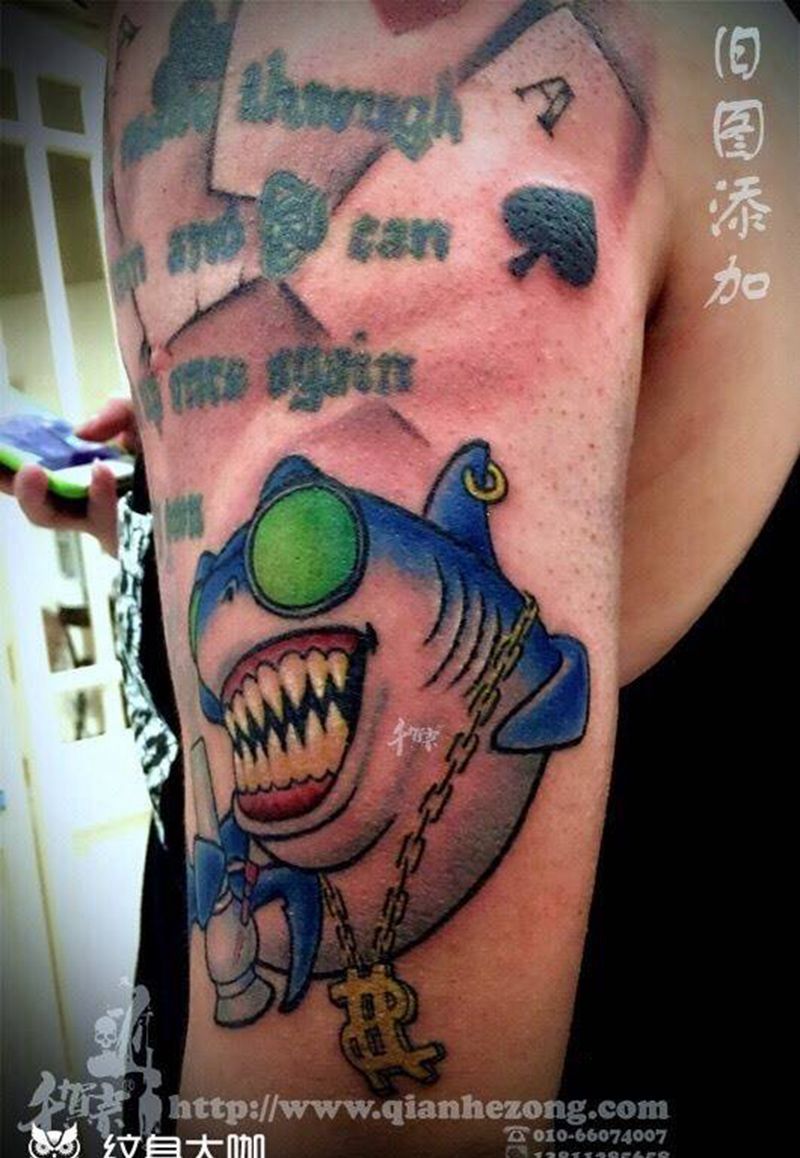 小鲨鱼纹身图片_成品手臂传统习俗清新欧美原创动物纹身图案