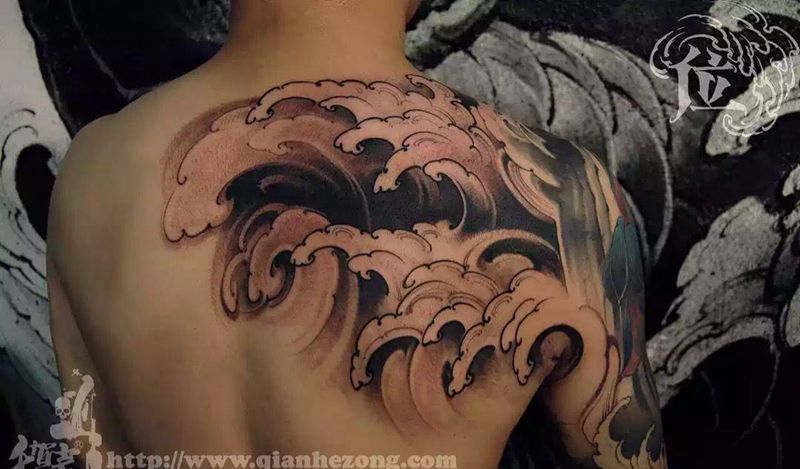 关于指浪纹身图片_手稿插画成品传统欧美清新国画习俗鬼神人物纹身图案